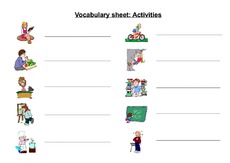 vocabulary sheets